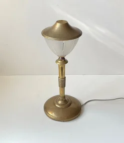 Hot Pamono Scandinavian Art Deco Table Lamp in Bronze, Brass and Glass, 1930s