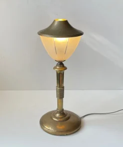 Hot Pamono Scandinavian Art Deco Table Lamp in Bronze, Brass and Glass, 1930s