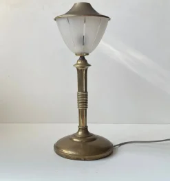 Hot Pamono Scandinavian Art Deco Table Lamp in Bronze, Brass and Glass, 1930s
