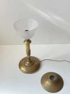 Hot Pamono Scandinavian Art Deco Table Lamp in Bronze, Brass and Glass, 1930s