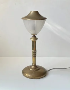 Hot Pamono Scandinavian Art Deco Table Lamp in Bronze, Brass and Glass, 1930s
