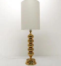 Hot Pamono Scandinavian Ball Lamp Base in Gilded Brass from Enco, 1960s