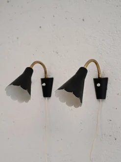 Clearance Pamono Scandinavian Black Sconces, 1950s-1960s, Set of 2