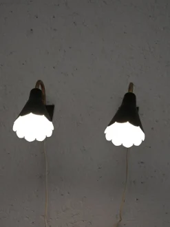 Clearance Pamono Scandinavian Black Sconces, 1950s-1960s, Set of 2