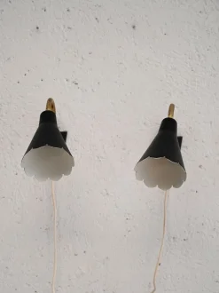 Clearance Pamono Scandinavian Black Sconces, 1950s-1960s, Set of 2
