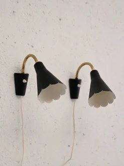 Clearance Pamono Scandinavian Black Sconces, 1950s-1960s, Set of 2