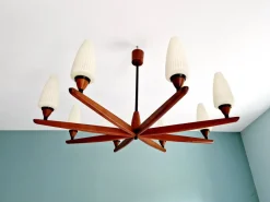 Discount Pamono Scandinavian Chandelier in Teak Teck by Uno & Östen Kristiansson for Luxus, 1960s