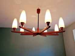 Discount Pamono Scandinavian Chandelier in Teak Teck by Uno & Östen Kristiansson for Luxus, 1960s