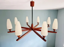 Discount Pamono Scandinavian Chandelier in Teak Teck by Uno & Östen Kristiansson for Luxus, 1960s