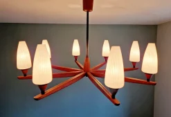 Discount Pamono Scandinavian Chandelier in Teak Teck by Uno & Östen Kristiansson for Luxus, 1960s