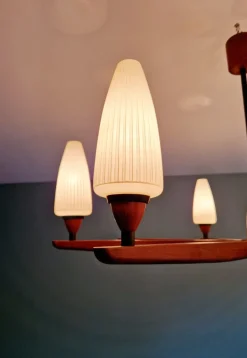 Discount Pamono Scandinavian Chandelier in Teak Teck by Uno & Östen Kristiansson for Luxus, 1960s