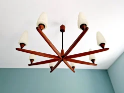 Discount Pamono Scandinavian Chandelier in Teak Teck by Uno & Östen Kristiansson for Luxus, 1960s