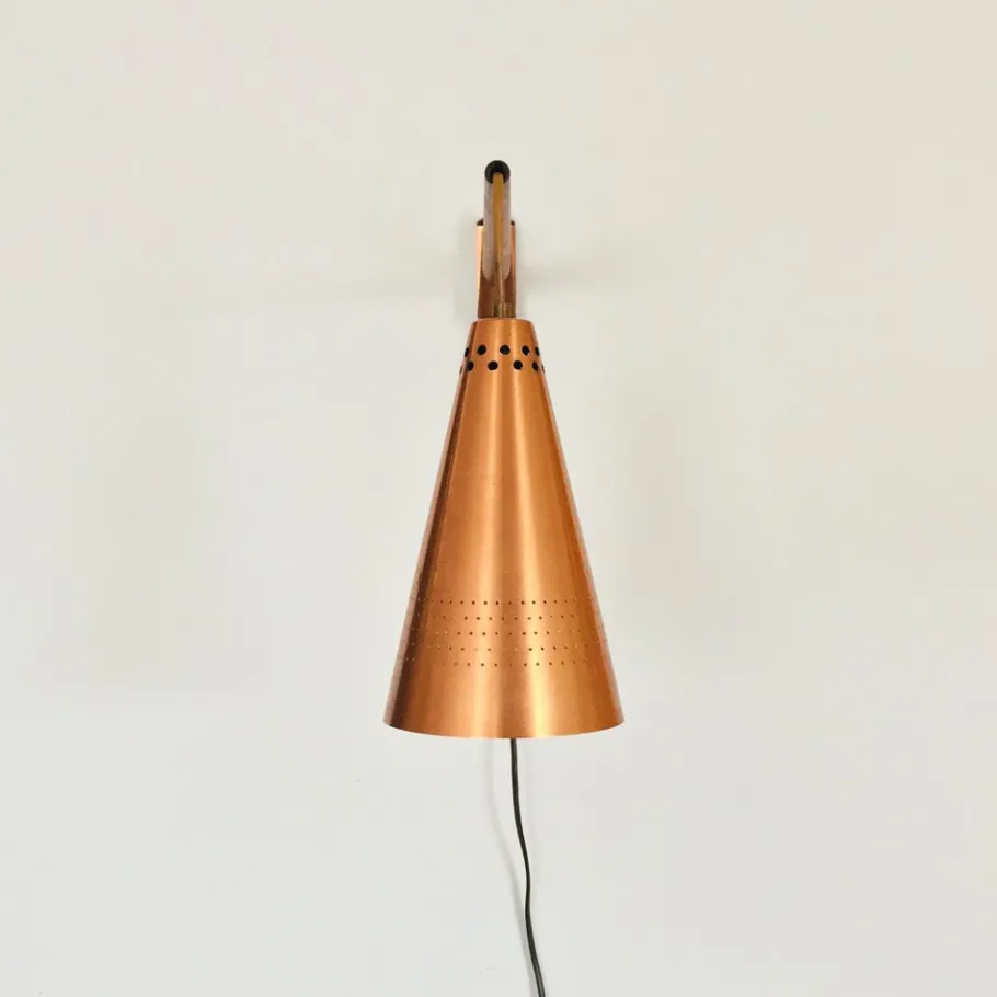 Clearance Pamono Scandinavian Copper & Teak Model S 1718 Wall Lamp by Hans-Agne Jakobsson for Hans-Agne Jakobsson AB Markaryd, Sweden, 1960s