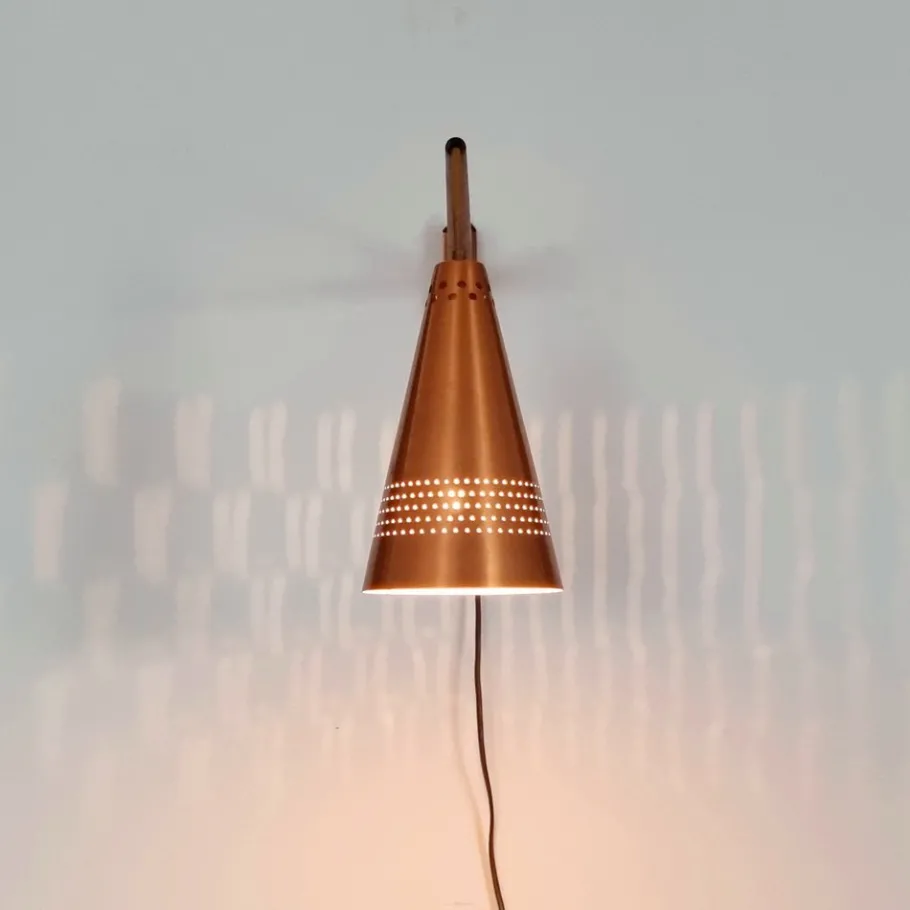 Clearance Pamono Scandinavian Copper & Teak Model S 1718 Wall Lamp by Hans-Agne Jakobsson for Hans-Agne Jakobsson AB Markaryd, Sweden, 1960s