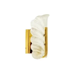 Sale Pamono Scandinavian Glass and Brass Leaf Wall Lights by Carl Fagerlund for Orrefors, 1960s, Set of 2