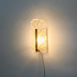 Sale Pamono Scandinavian Glass and Brass Leaf Wall Lights by Carl Fagerlund for Orrefors, 1960s, Set of 2