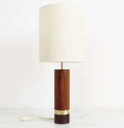 Hot Pamono Scandinavian Lamp Base in Exotic Wood and Brass, 1970s
