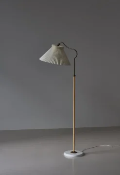 Sale Pamono Scandinavian Modern Brass Floor Lamp attributed to Bent Karlby for Lyfa, Denmark, 1940s