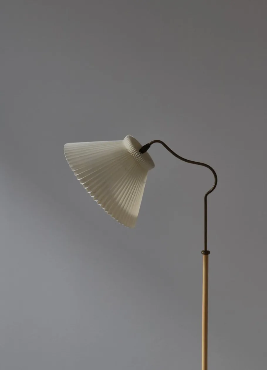 Sale Pamono Scandinavian Modern Brass Floor Lamp attributed to Bent Karlby for Lyfa, Denmark, 1940s