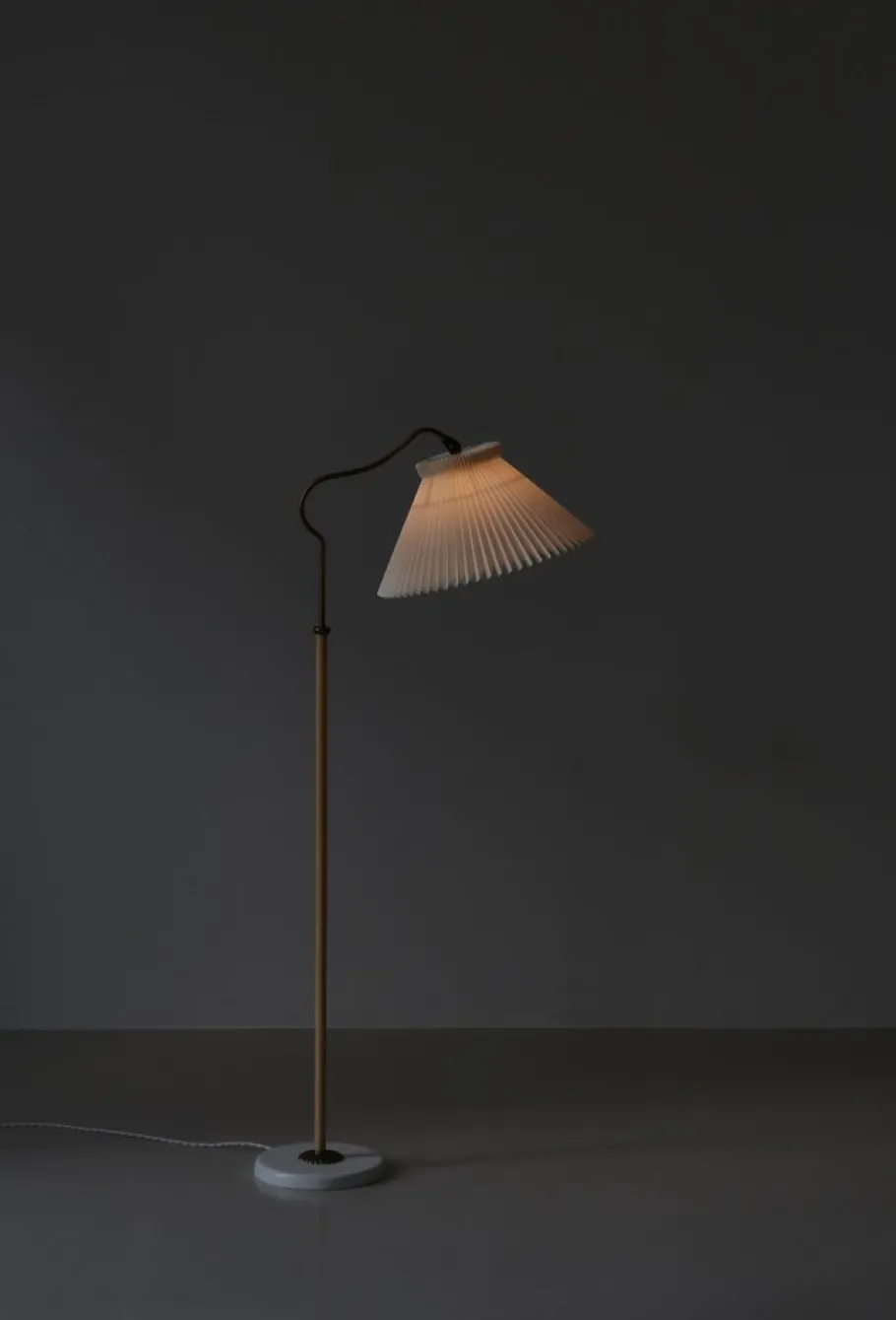 Sale Pamono Scandinavian Modern Brass Floor Lamp attributed to Bent Karlby for Lyfa, Denmark, 1940s
