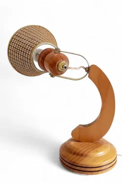 Sale Pamono Scandinavian Modern Wood and Cane Reading Lamp in the style of Solbackens Svarveri, 1970s