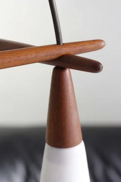 Hot Pamono Scandinavian Pendant Lamp in Teak and Opal Glass, 1960s