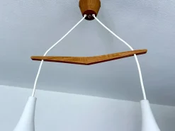 Clearance Pamono Scandinavian Pendant Light in Teak and Glass, 1960s