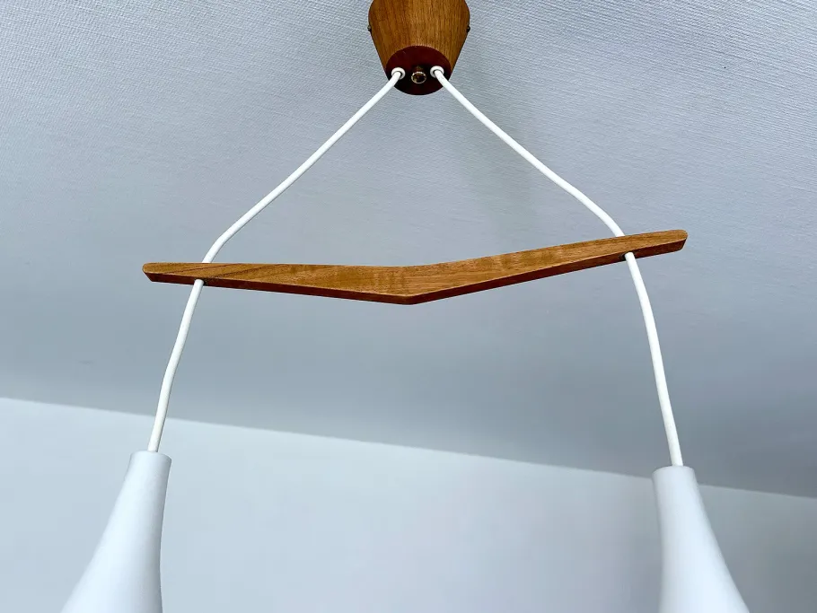 Clearance Pamono Scandinavian Pendant Light in Teak and Glass, 1960s