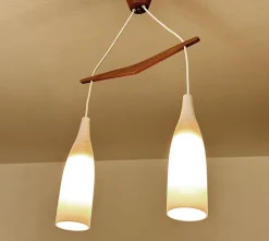 Clearance Pamono Scandinavian Pendant Light in Teak and Glass, 1960s