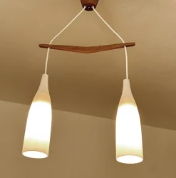 Clearance Pamono Scandinavian Pendant Light in Teak and Glass, 1960s