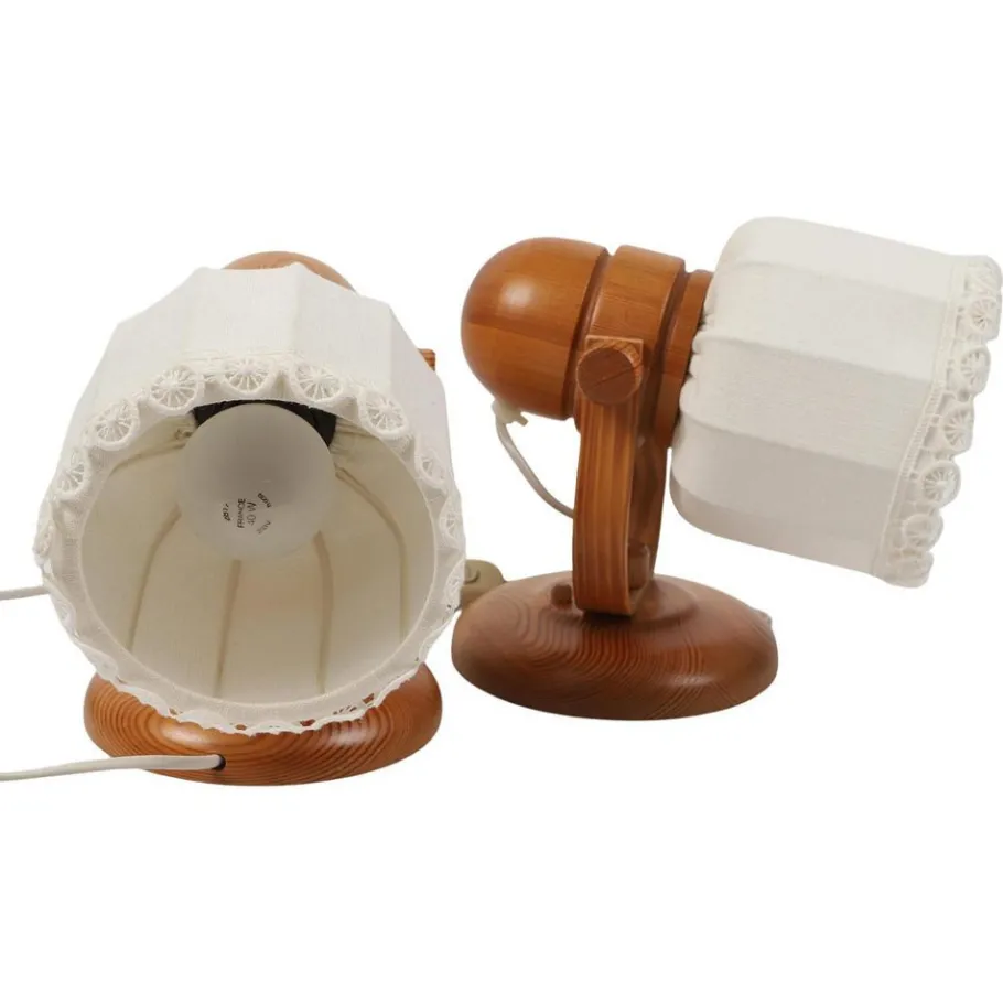 Sale Pamono Scandinavian Pine and Fabric Wall Lamps from Markslöjd, 1970s, Set of 2