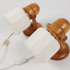 Sale Pamono Scandinavian Pine and Fabric Wall Lamps from Markslöjd, 1970s, Set of 2