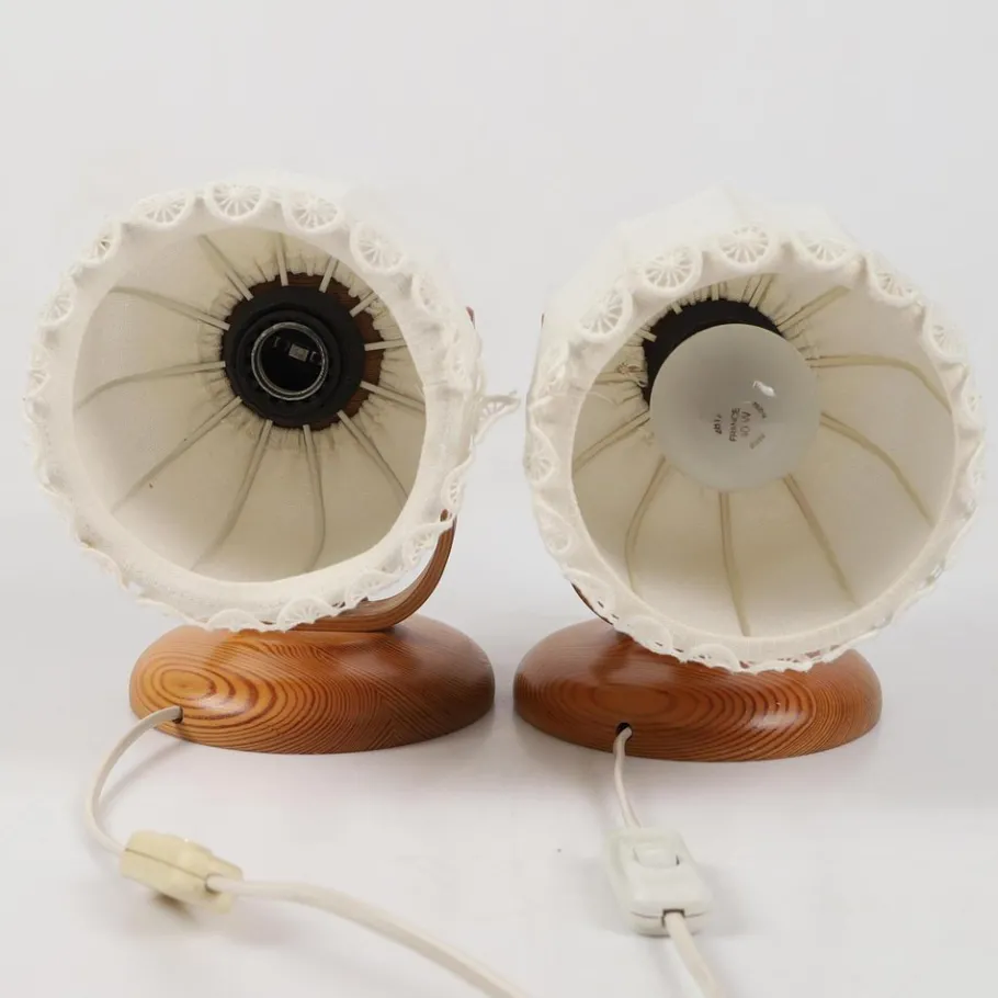 Sale Pamono Scandinavian Pine and Fabric Wall Lamps from Markslöjd, 1970s, Set of 2