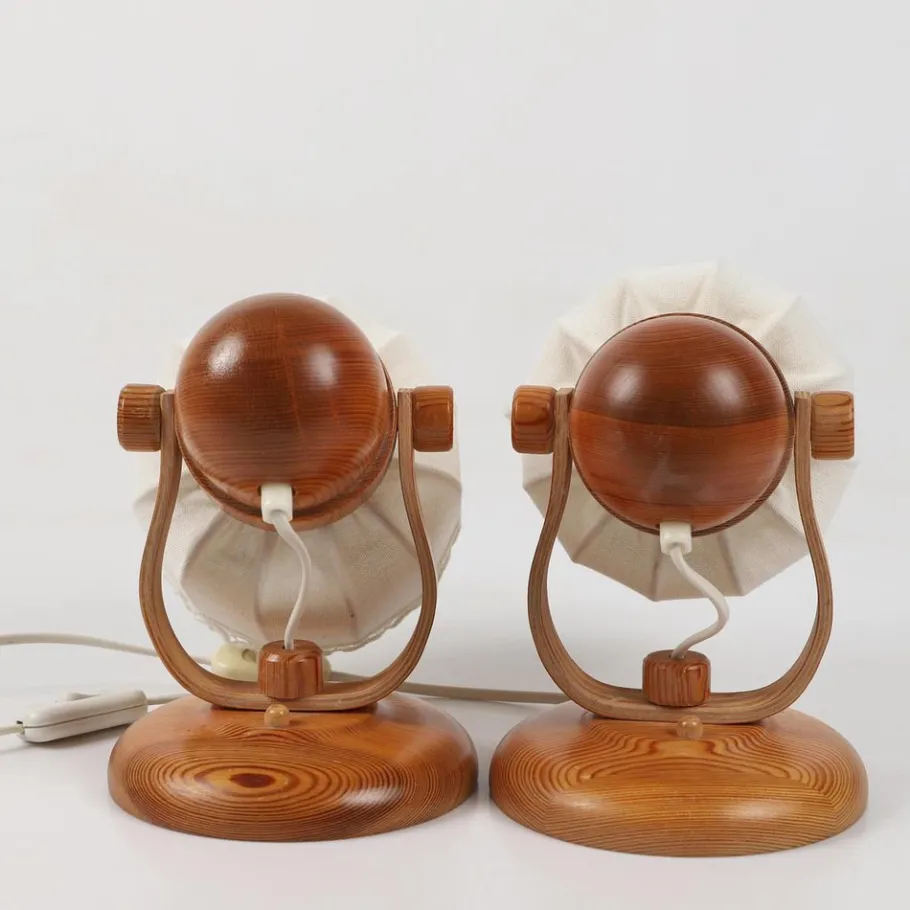 Sale Pamono Scandinavian Pine and Fabric Wall Lamps from Markslöjd, 1970s, Set of 2
