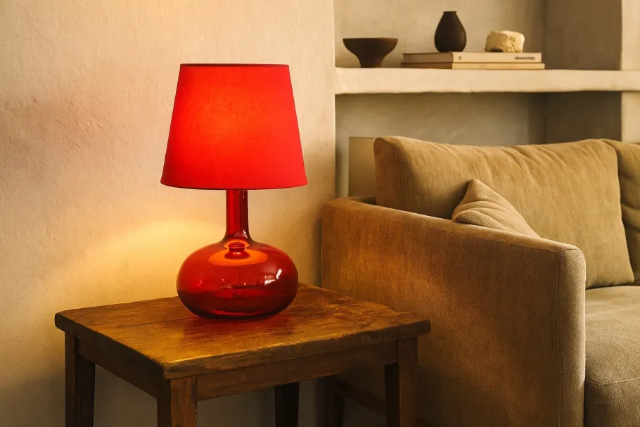 Discount Pamono Scandinavian Pop Art Red Glass Table Lamp by Anne Nilsson for Ikea
