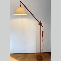 Discount Pamono Scandinavian Teak Counter Balance Floor Lamp with Silk Shade