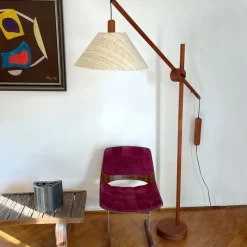 Discount Pamono Scandinavian Teak Counter Balance Floor Lamp with Silk Shade