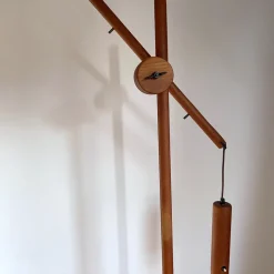 Discount Pamono Scandinavian Teak Counter Balance Floor Lamp with Silk Shade