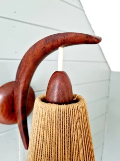 Discount Pamono Scandinavian Wall Light in Teak and Sisal from Temde, 1950s