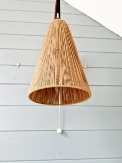 Discount Pamono Scandinavian Wall Light in Teak and Sisal from Temde, 1950s