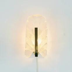 Best Pamono Scandinavian Wall Light in Glass and Brass Leaf by Carl Fagerlund for Orrefors, 1960s