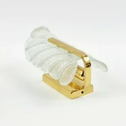 Best Pamono Scandinavian Wall Light in Glass and Brass Leaf by Carl Fagerlund for Orrefors, 1960s