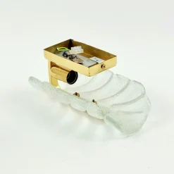 Best Pamono Scandinavian Wall Light in Glass and Brass Leaf by Carl Fagerlund for Orrefors, 1960s