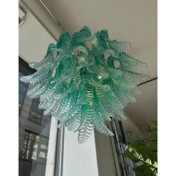 Discount Pamono Scenographic Green Felci Murano Glass Chandelier by Simoeng