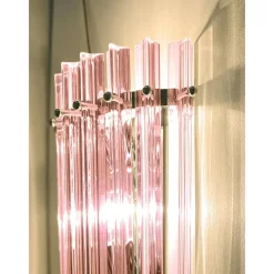 New Pamono Scenographic Pink Triedro Murano Glass Wall Sconces by Simoeng, Set of 2