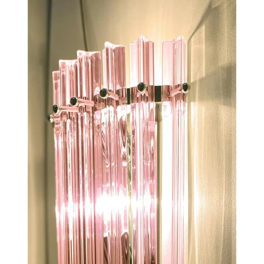 New Pamono Scenographic Pink Triedro Murano Glass Wall Sconces by Simoeng, Set of 2