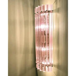 New Pamono Scenographic Pink Triedro Murano Glass Wall Sconces by Simoeng, Set of 2