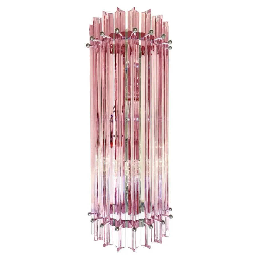 New Pamono Scenographic Pink Triedro Murano Glass Wall Sconces by Simoeng, Set of 2