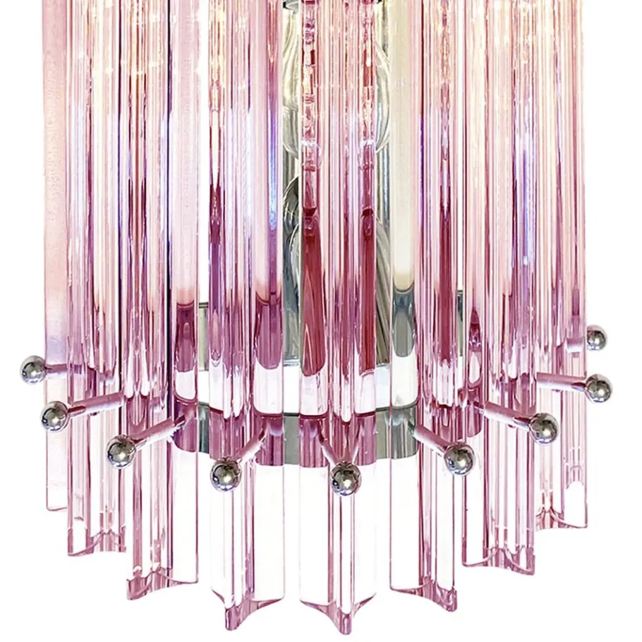 New Pamono Scenographic Pink Triedro Murano Glass Wall Sconces by Simoeng, Set of 2