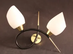 Best Pamono Sconce with Brass and Glass Shades from Lunel, France, 1960s